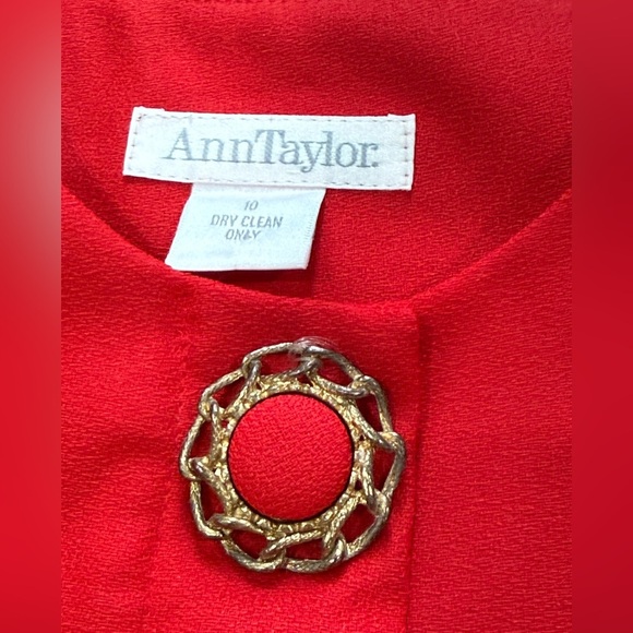 Ann Taylor Red Blazer with Gold Accent - Picture 3 of 12